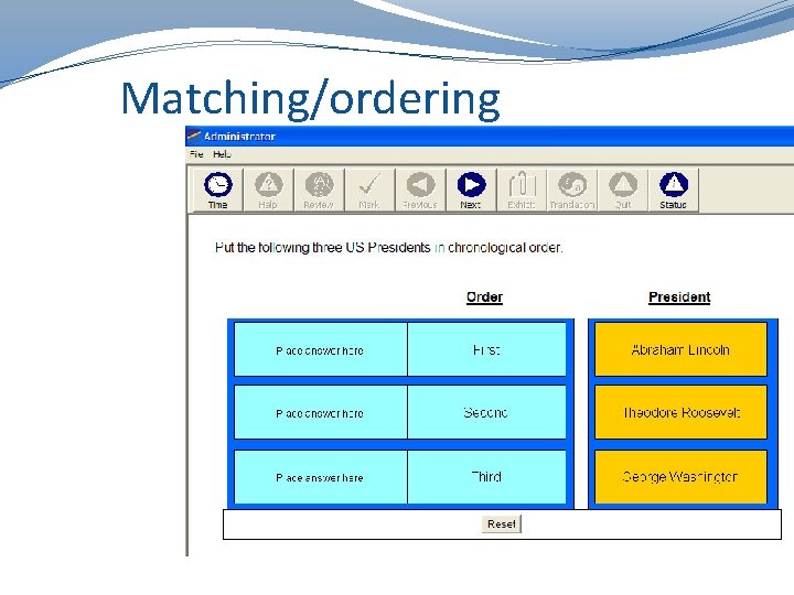 Matching/ordering Matching/Ordering 
