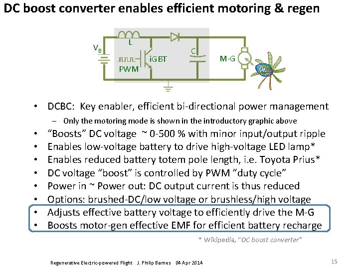 DC boost converter enables efficient motoring & regen VB L PWM i. GBT C