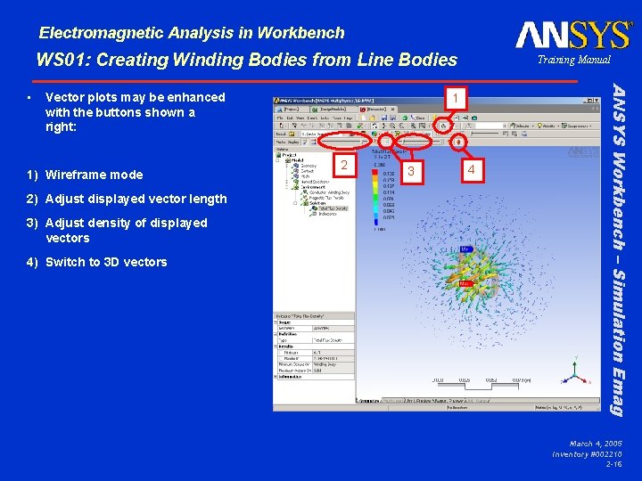 Electromagnetic Analysis in Workbench WS 01: Creating Winding Bodies from Line Bodies Vector plots Electromagnetic Analysis in Workbench WS 01: Creating Winding Bodies from Line Bodies Vector plots