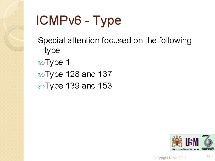 ICMPv 6 - Type Special attention focused on the following type Type 128 and