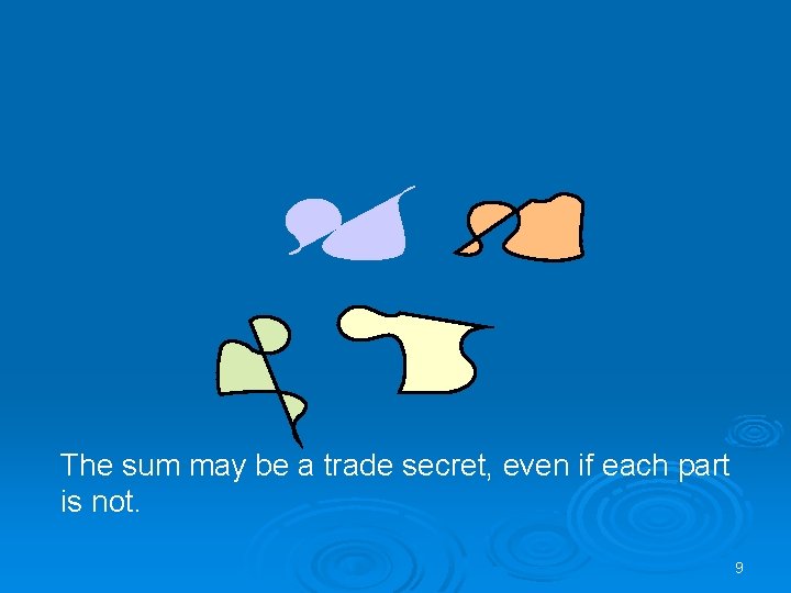 The sum may be a trade secret, even if each part is not. 9