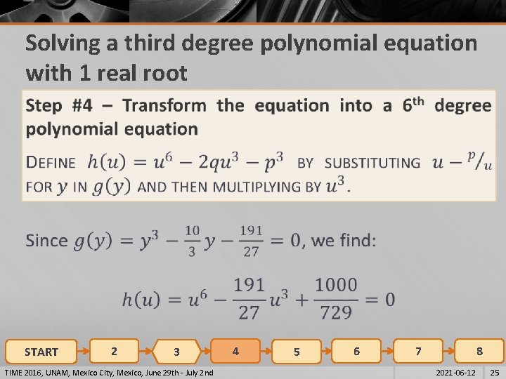 Solving a third degree polynomial equation with 1 real root § START 2 3 Solving a third degree polynomial equation with 1 real root § START 2 3