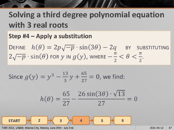 Solving a third degree polynomial equation with 3 real roots § START 2 3