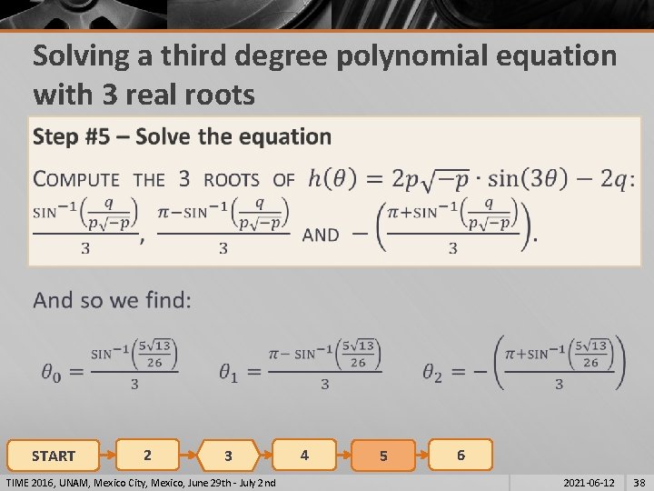 Solving a third degree polynomial equation with 3 real roots § START 2 3