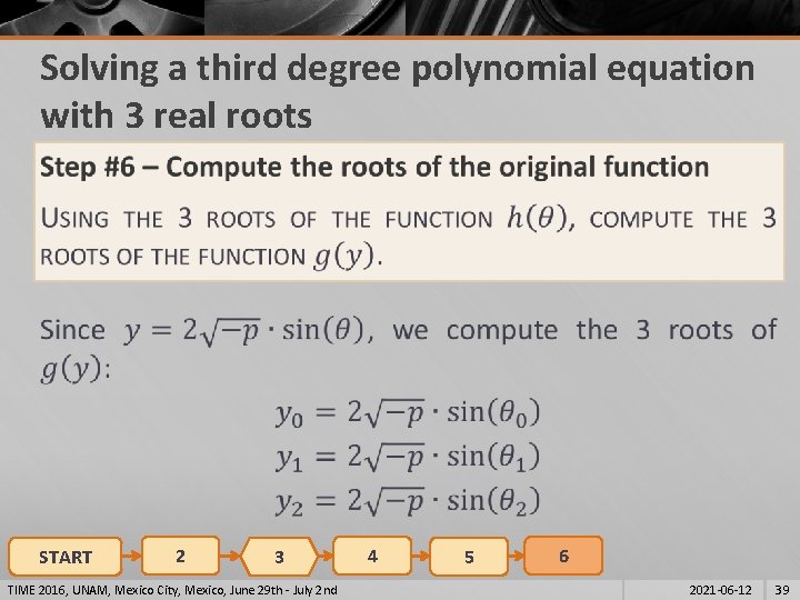 Solving a third degree polynomial equation with 3 real roots § START 2 3