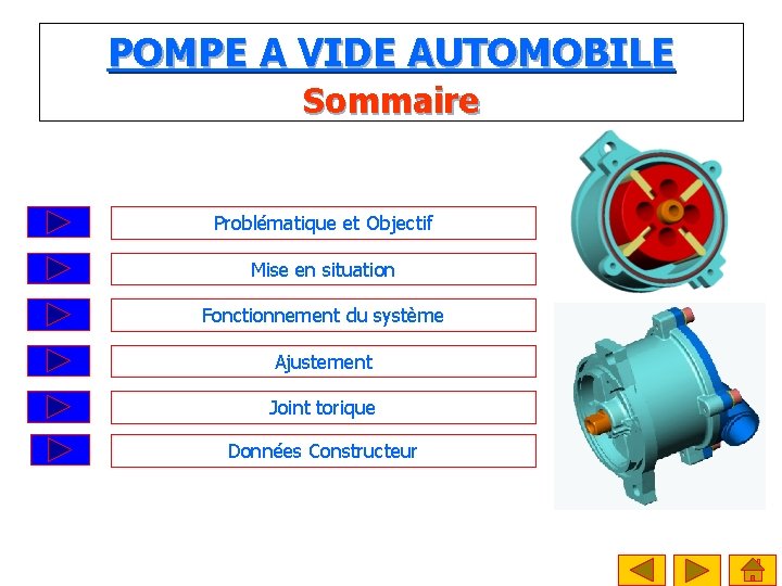 POMPE A VIDE AUTOMOBILE Sommaire Problématique et Objectif Mise en situation Fonctionnement du système