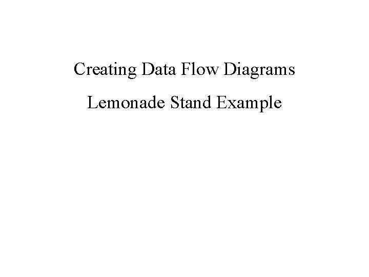 Creating Data Flow Diagrams Lemonade Stand Example 