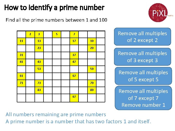 How to identify a prime number Find all the prime numbers between 1 and