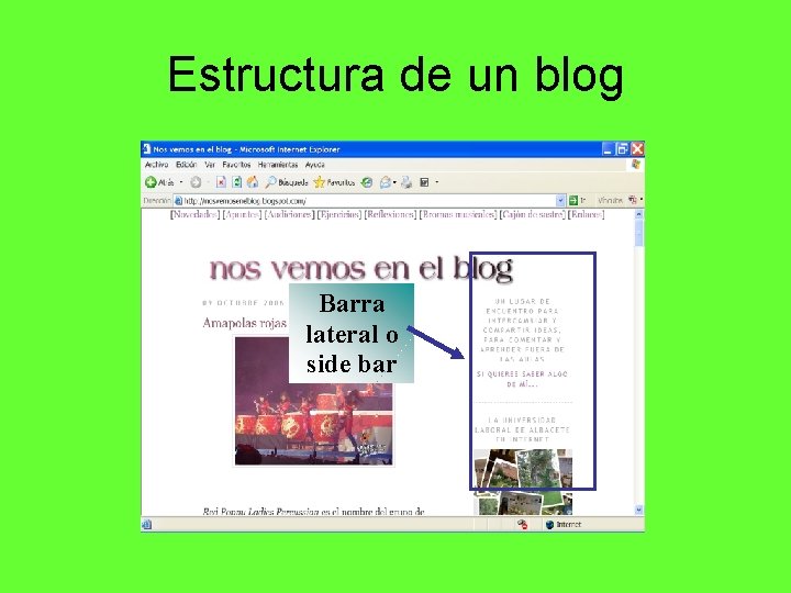 Estructura de un blog Barra lateral o side bar 