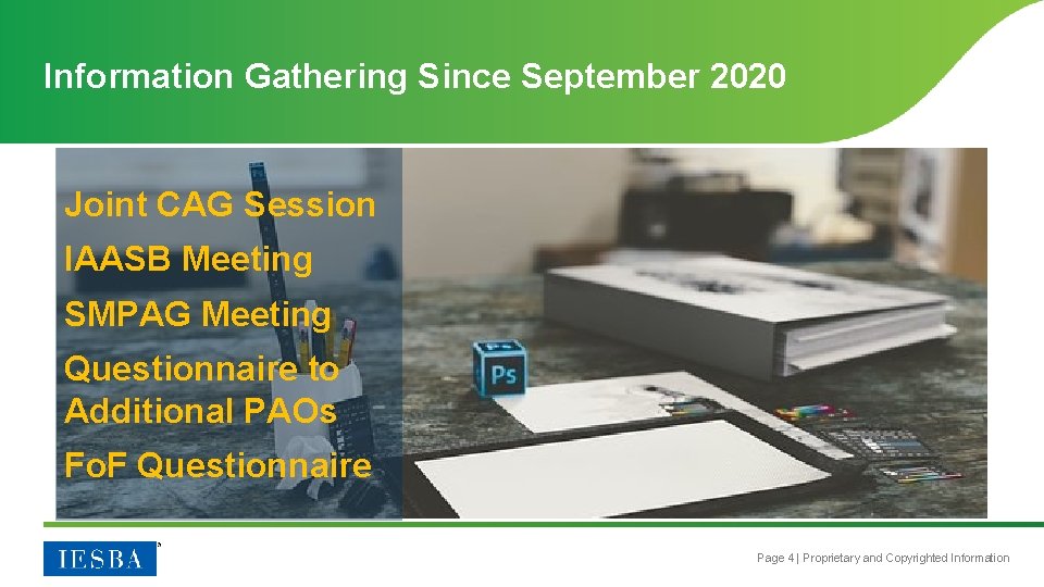 Information Gathering Since September 2020 Joint CAG Session IAASB Meeting SMPAG Meeting Questionnaire to