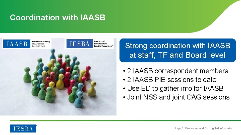 Coordination with IAASB Strong coordination with IAASB at staff, TF and Board level •