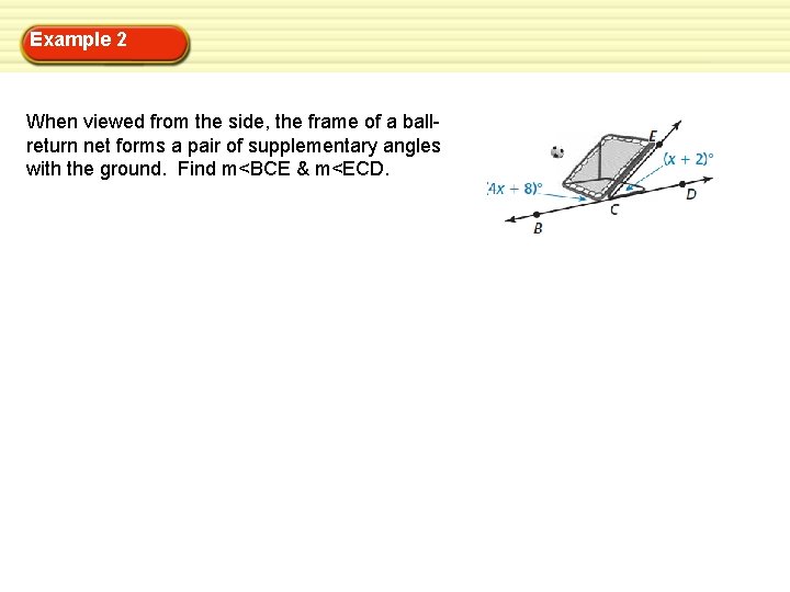 Example 2 When viewed from the side, the frame of a ballreturn net forms Example 2 When viewed from the side, the frame of a ballreturn net forms