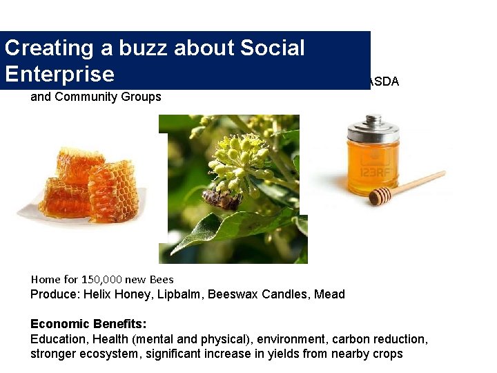 Creating a buzz about Social Enterprise • We are building up a Helix Honey