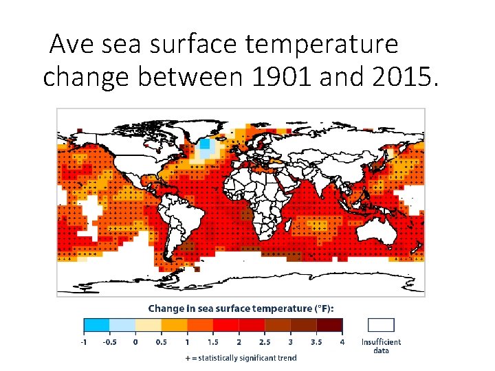 Ave sea surface temperature change between 1901 and 2015. 