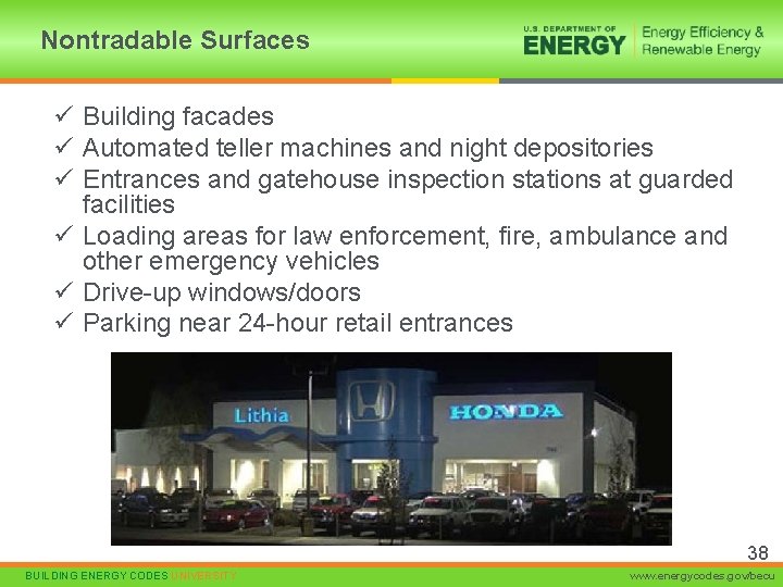 Nontradable Surfaces ü Building facades ü Automated teller machines and night depositories ü Entrances
