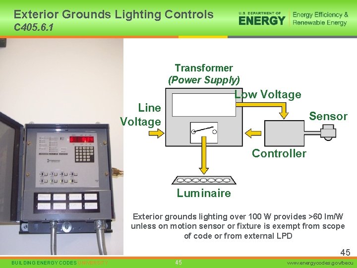 Exterior Grounds Lighting Controls C 405. 6. 1 Transformer (Power Supply) Low Voltage Line