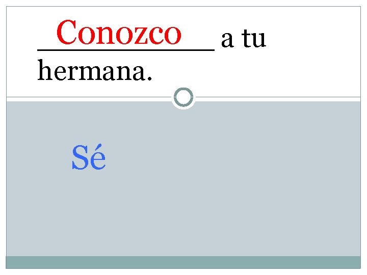 Conozco a tu _____ hermana. Sé 