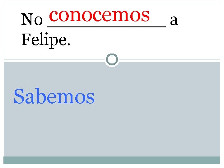 conocemos a No ______ Felipe. Sabemos 