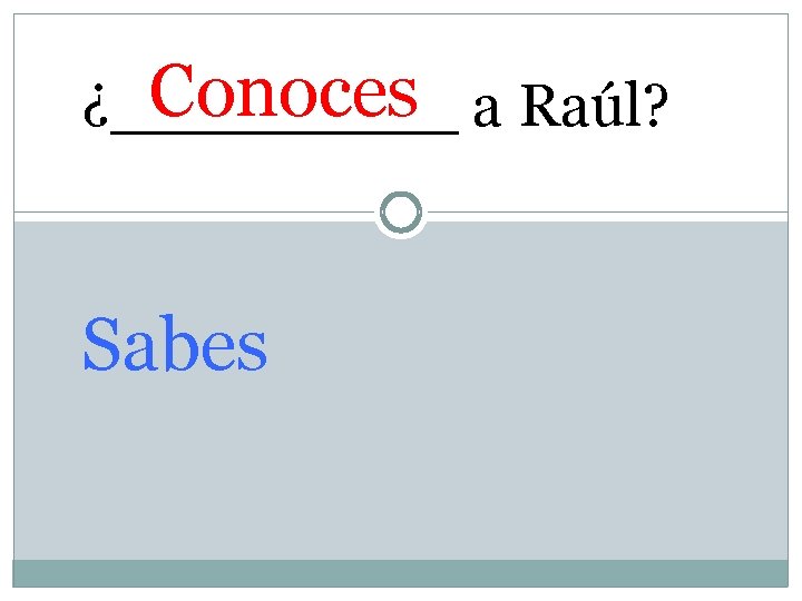 Conoces a Raúl? ¿_____ Sabes 