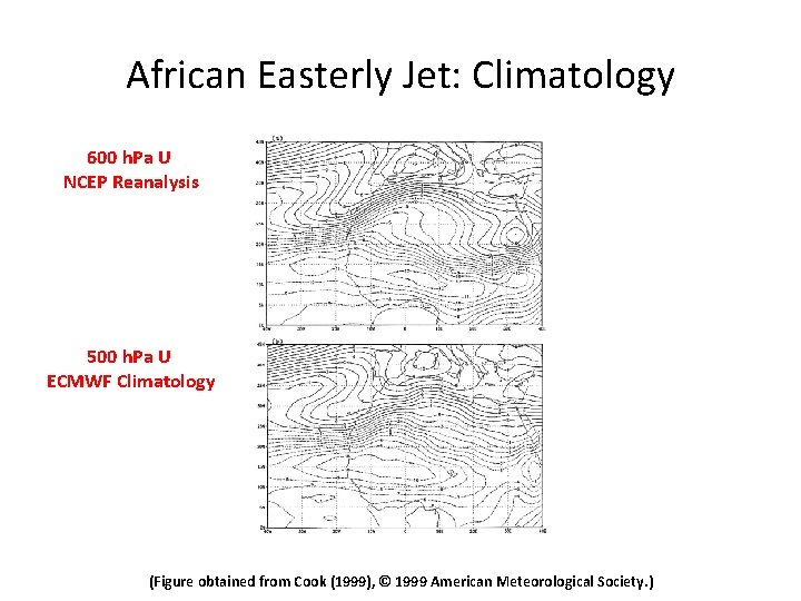 African Easterly Jet: Climatology 600 h. Pa U NCEP Reanalysis 500 h. Pa U