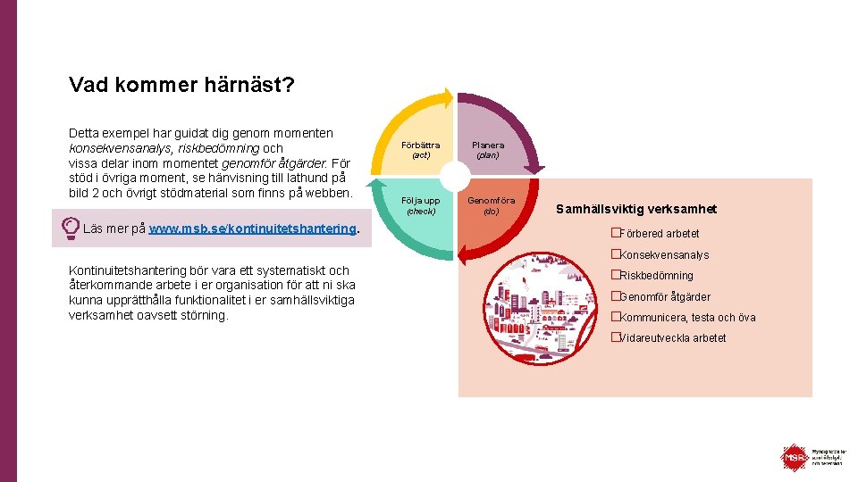 Vad kommer härnäst? Detta exempel har guidat dig genom momenten konsekvensanalys, riskbedömning och vissa