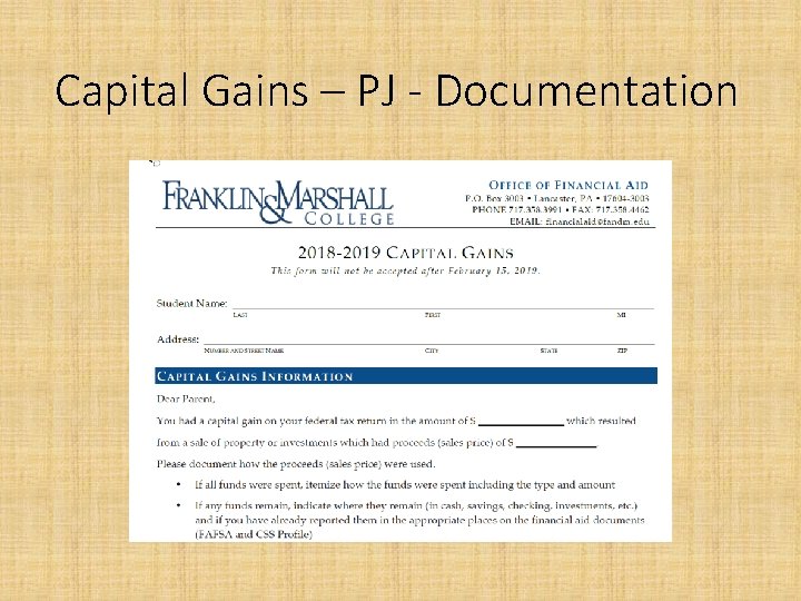 Capital Gains – PJ - Documentation 