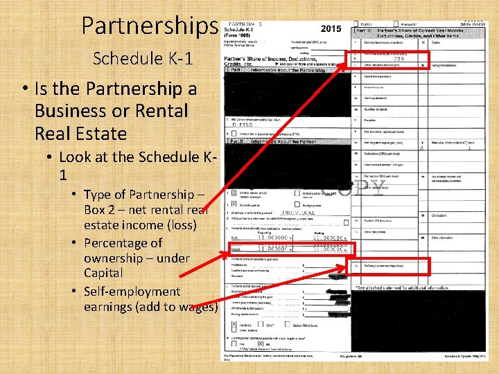 Partnerships Schedule K-1 • Is the Partnership a Business or Rental Real Estate •
