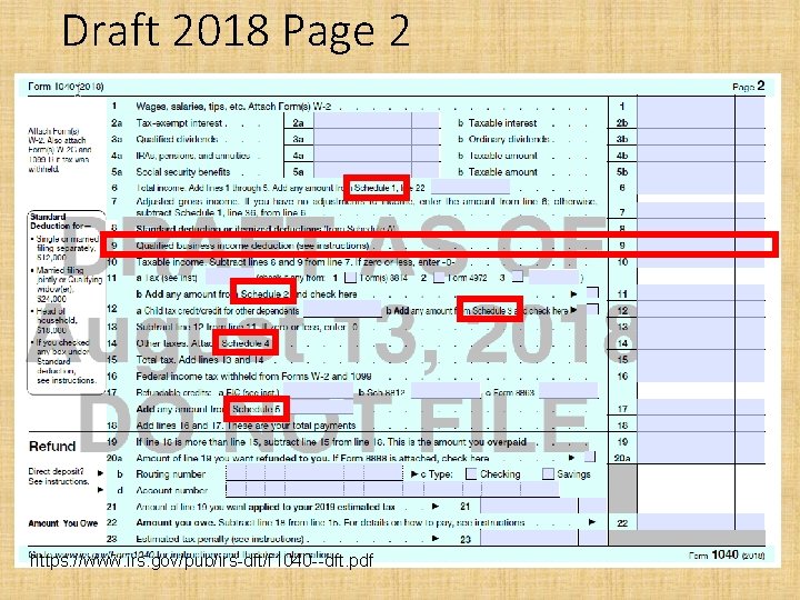Draft 2018 Page 2 https: //www. irs. gov/pub/irs-dft/f 1040 --dft. pdf 