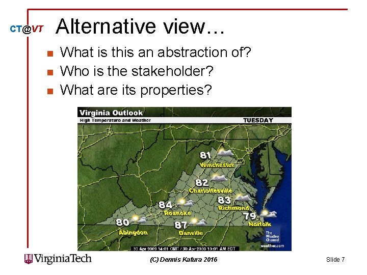 Alternative view… CT@VT n n n What is this an abstraction of? Who is Alternative view… CT@VT n n n What is this an abstraction of? Who is