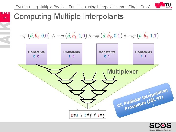 Synthesizing Multiple Boolean Functions using Interpolation on a Single Proof 21 Computing Multiple Interpolants