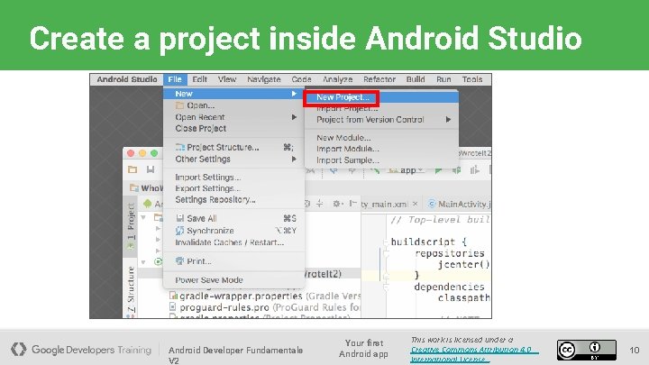 Create a project inside Android Studio Android Developer Fundamentals V 2 Your first Android