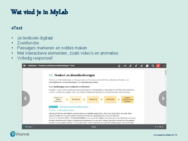 Wat vind je in My. Lab e. Text • • • Je textboek digitaal