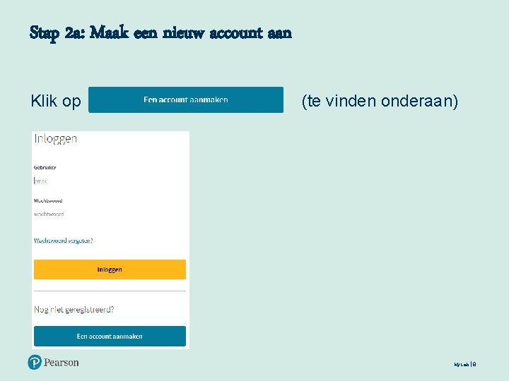 Stap 2 a: Maak een nieuw account aan Klik op (te vinden onderaan) My.