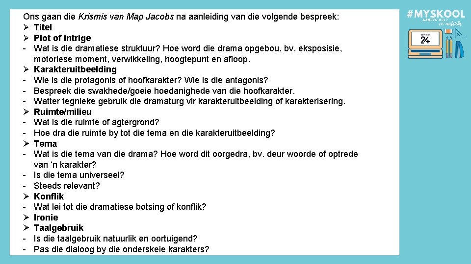 Ons gaan die Krismis van Map Jacobs na aanleiding van die volgende bespreek: Ø