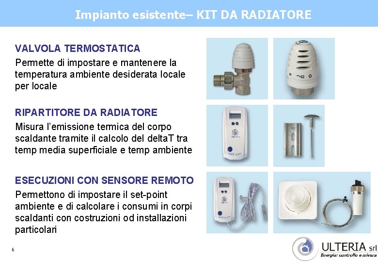 Impianto esistente– KIT DA RADIATORE VALVOLA TERMOSTATICA Permette di impostare e mantenere la temperatura