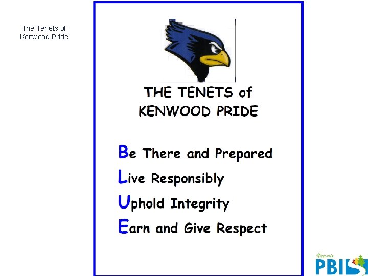 The Tenets of Kenwood Pride Day 1 C: Behavioral Expectations (TFI 1. 3) The Tenets of Kenwood Pride Day 1 C: Behavioral Expectations (TFI 1. 3)