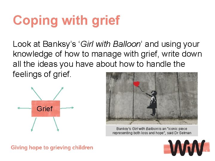 Coping with grief Look at Banksy’s ‘Girl with Balloon’ and using your knowledge of