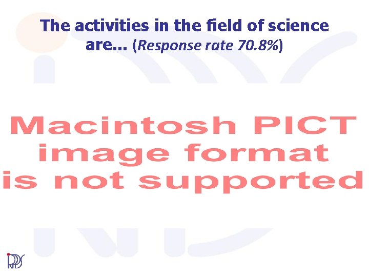 The activities in the field of science are. . . (Response rate 70. 8%)