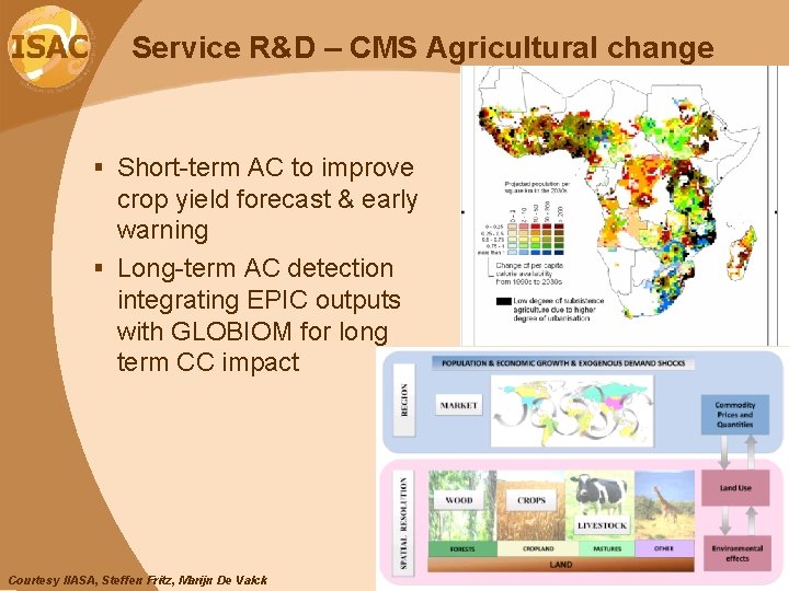 Service R&D – CMS Agricultural change § Short-term AC to improve crop yield forecast