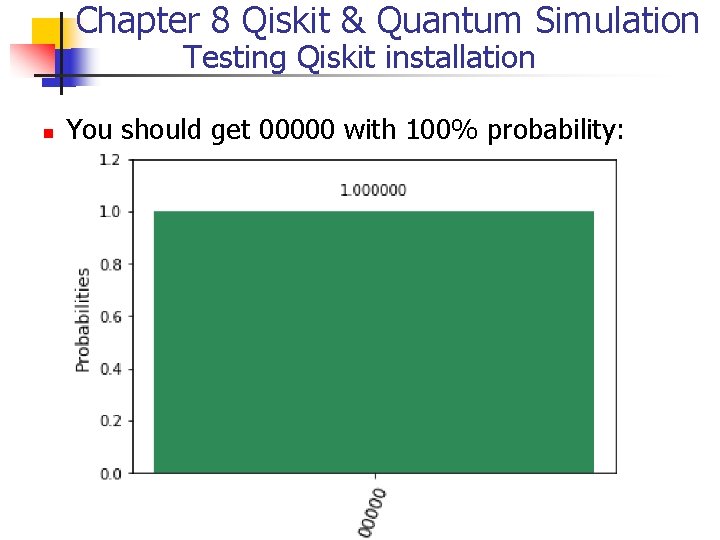 Chapter 8 Qiskit & Quantum Simulation Testing Qiskit installation n You should get 00000