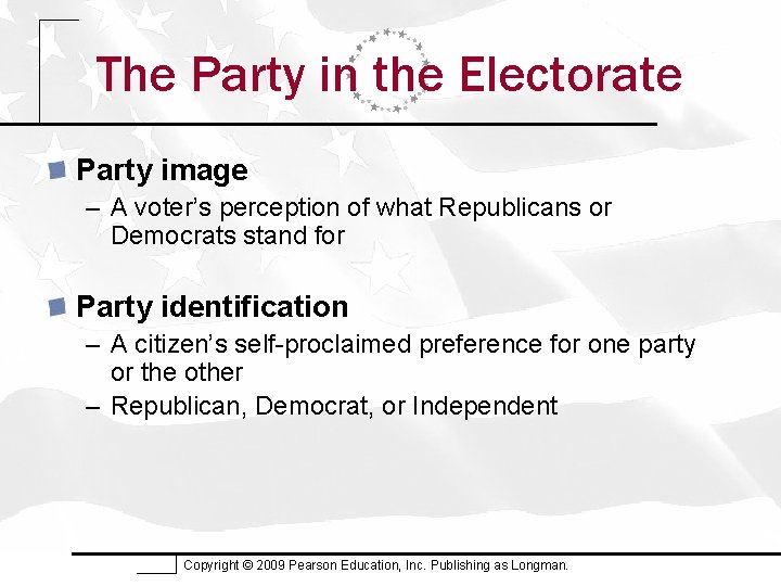 The Party in the Electorate Party image – A voter’s perception of what Republicans