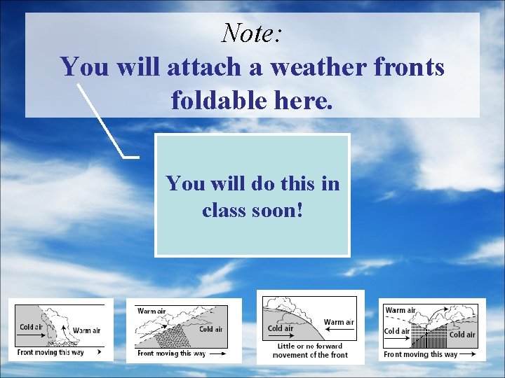 Note: You will attach a weather fronts foldable here. You will do this in