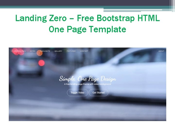 Landing Zero – Free Bootstrap HTML One Page Template 