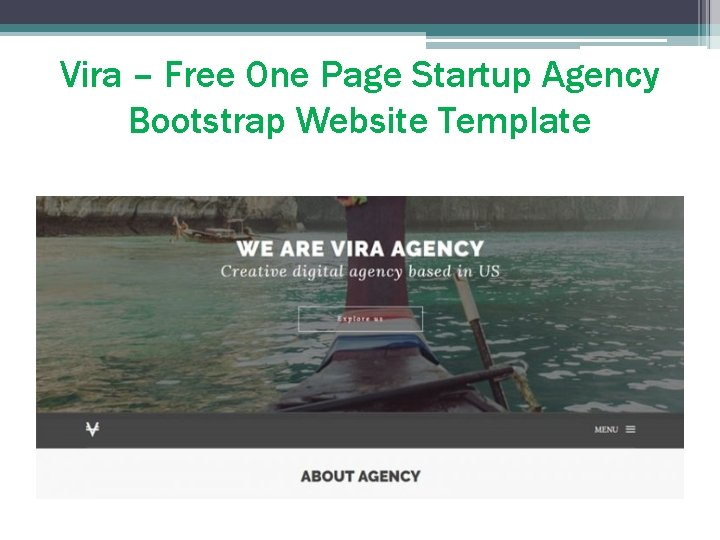 Vira – Free One Page Startup Agency Bootstrap Website Template 
