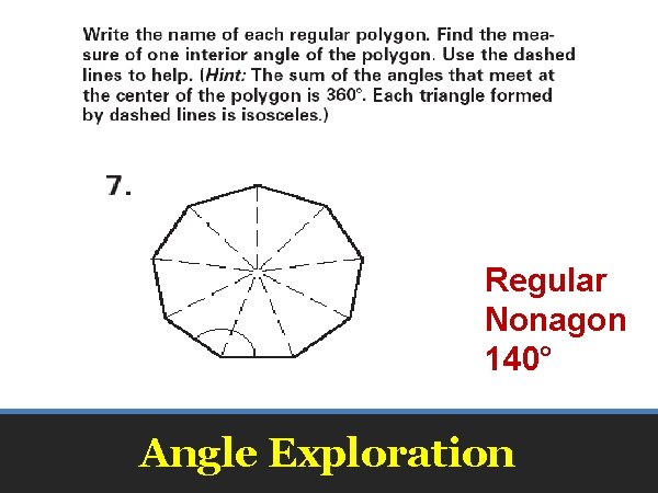 Regular Nonagon 140° Angle Exploration 