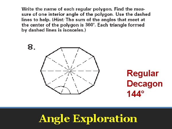 Regular Decagon 144° Angle Exploration 