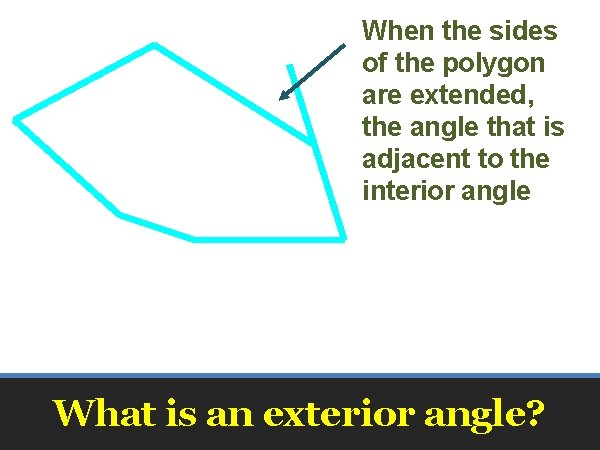 When the sides of the polygon are extended, the angle that is adjacent to