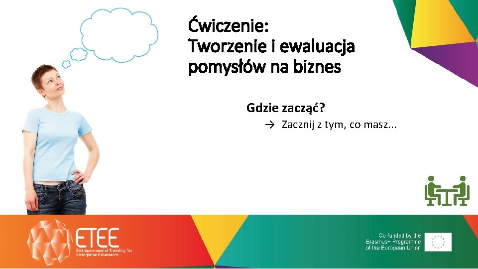 Ćwiczenie: Tworzenie i ewaluacja pomysłów na biznes Gdzie zacząć? → Zacznij z tym, co