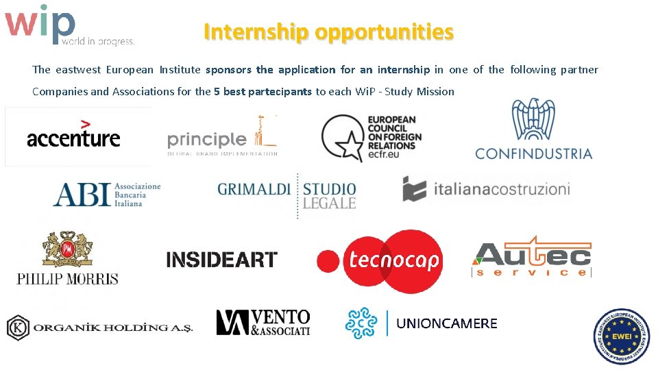 Internship opportunities The eastwest European Institute sponsors the application for an internship in one