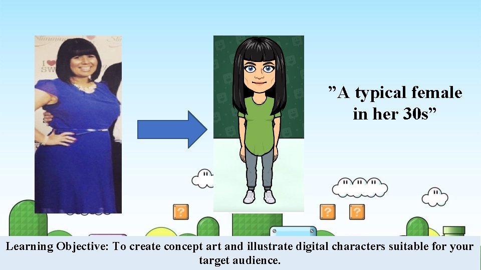 ”A typical female in her 30 s” Learning Objective: To create concept art and